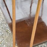 Vintage double wooden side table with copper base from the 50s