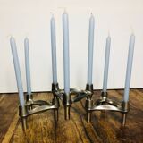 Chrome metal candle holders. Set of 3.