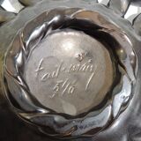 Iridescent brown and yellow braided ceramic cup/table center/Fruit bowl/Vallauris/Vintage