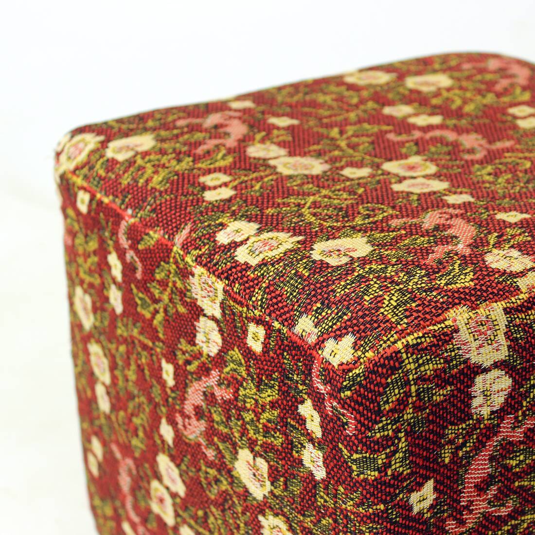 Petit tabouret vintage en tissu, Tchécoslovaquie 1960