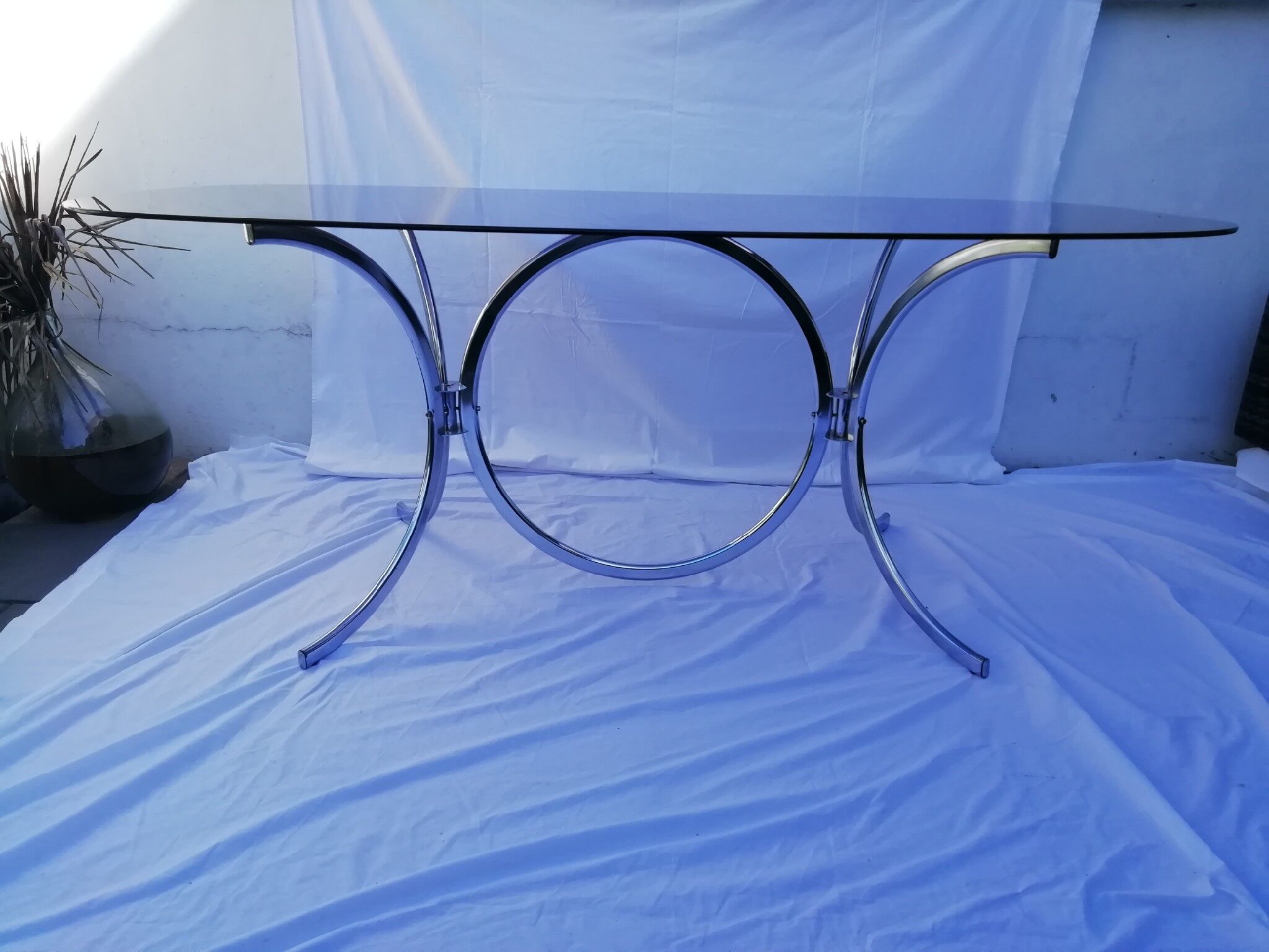 70's smoked glass table