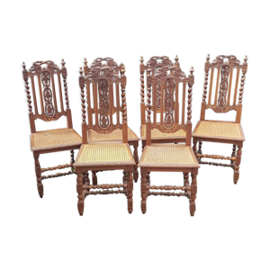 chaises anciennes sculptées - rotin