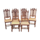 Chaises anciennes sculptées avec assis en rotin