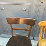 4 vintage curved wooden bistro chairs