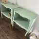 Pair of wooden bedside tables restyled green celadon