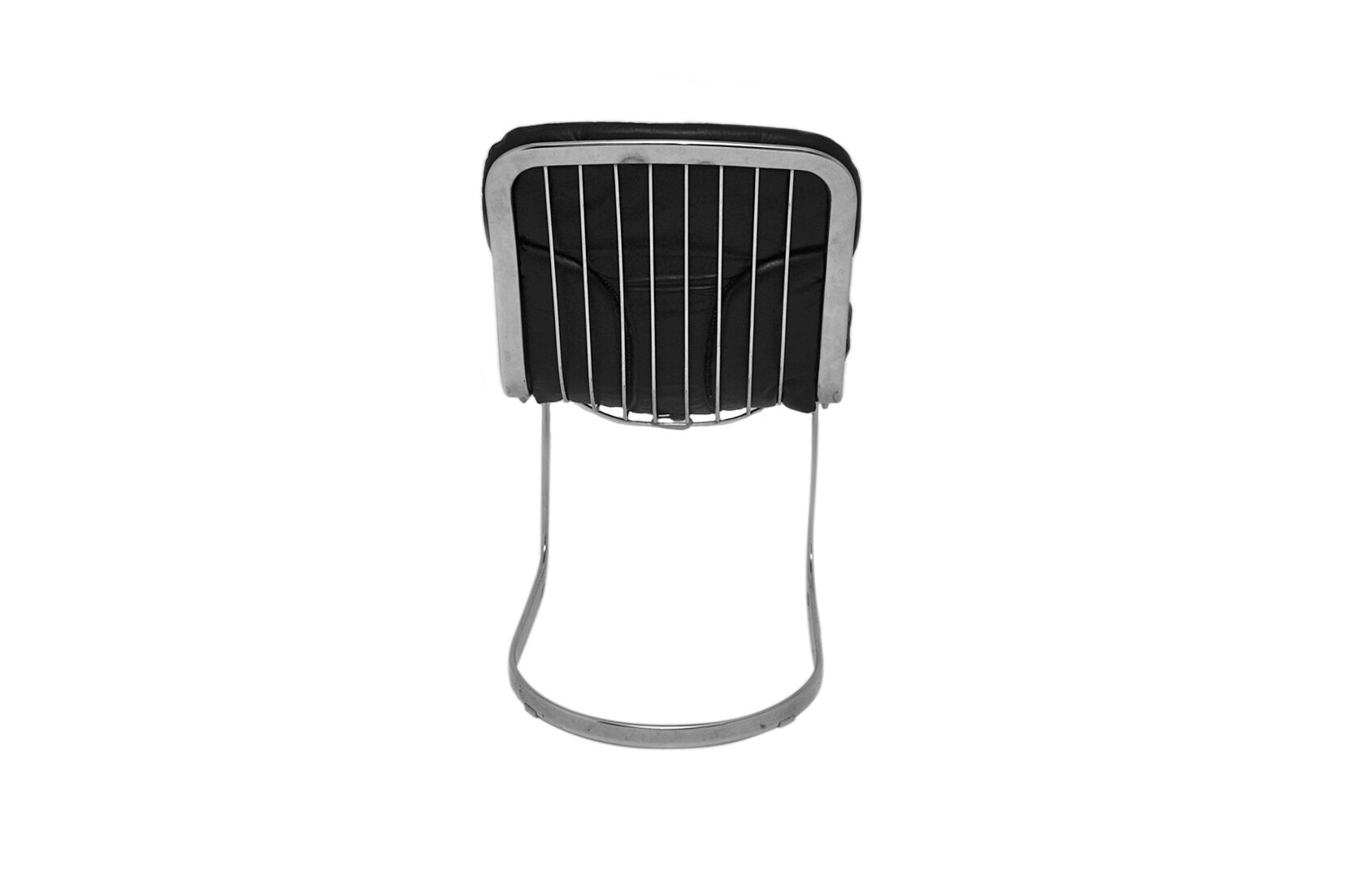 Set of 4 chrome metal and leather chairs