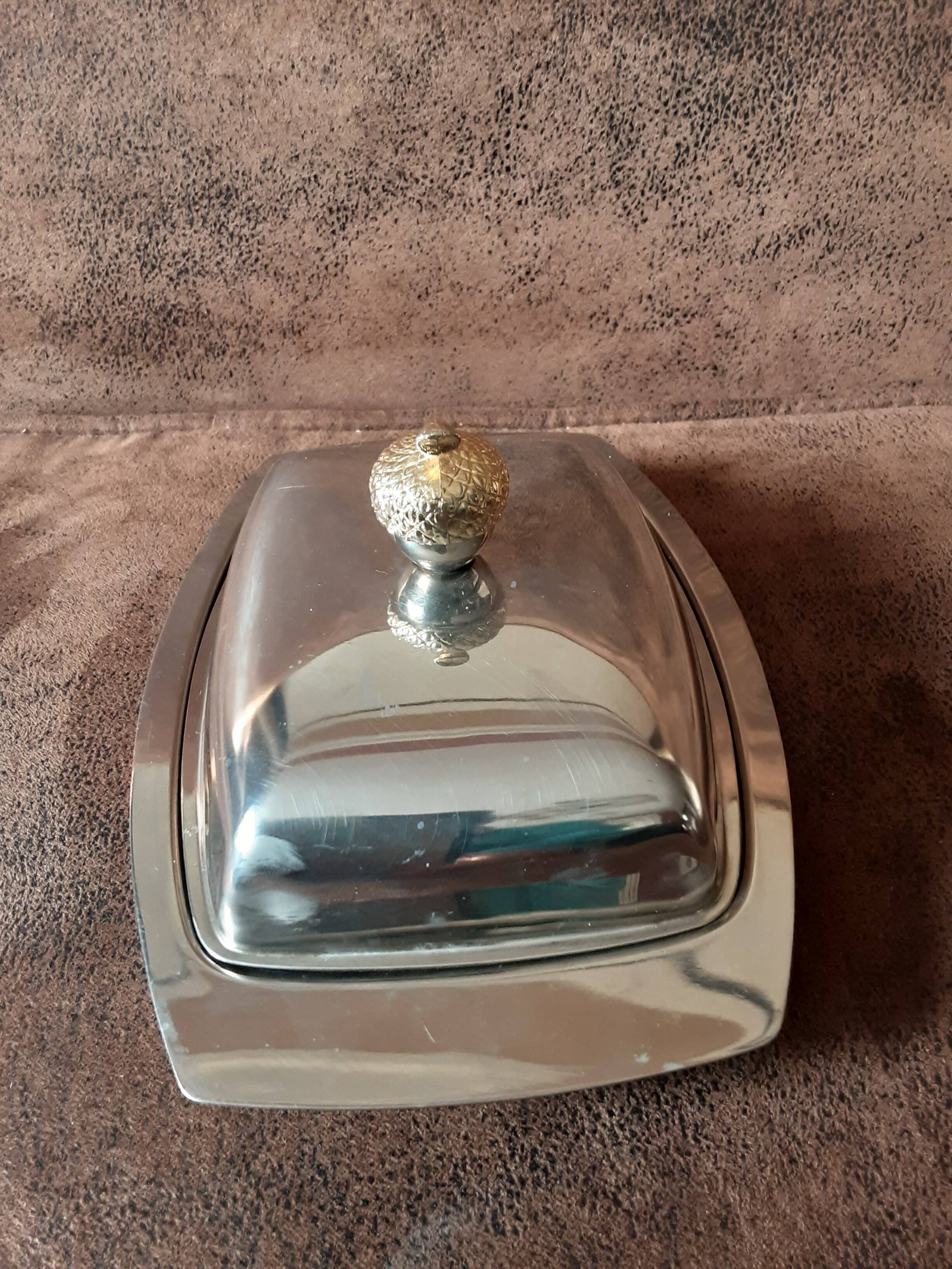 Vintage metal butter dish