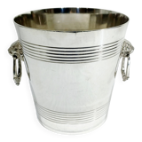 Seau à champagne en métal argenté, tête de lion
