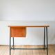 Formica, beech and black metal desk, Modernist Design, 1960