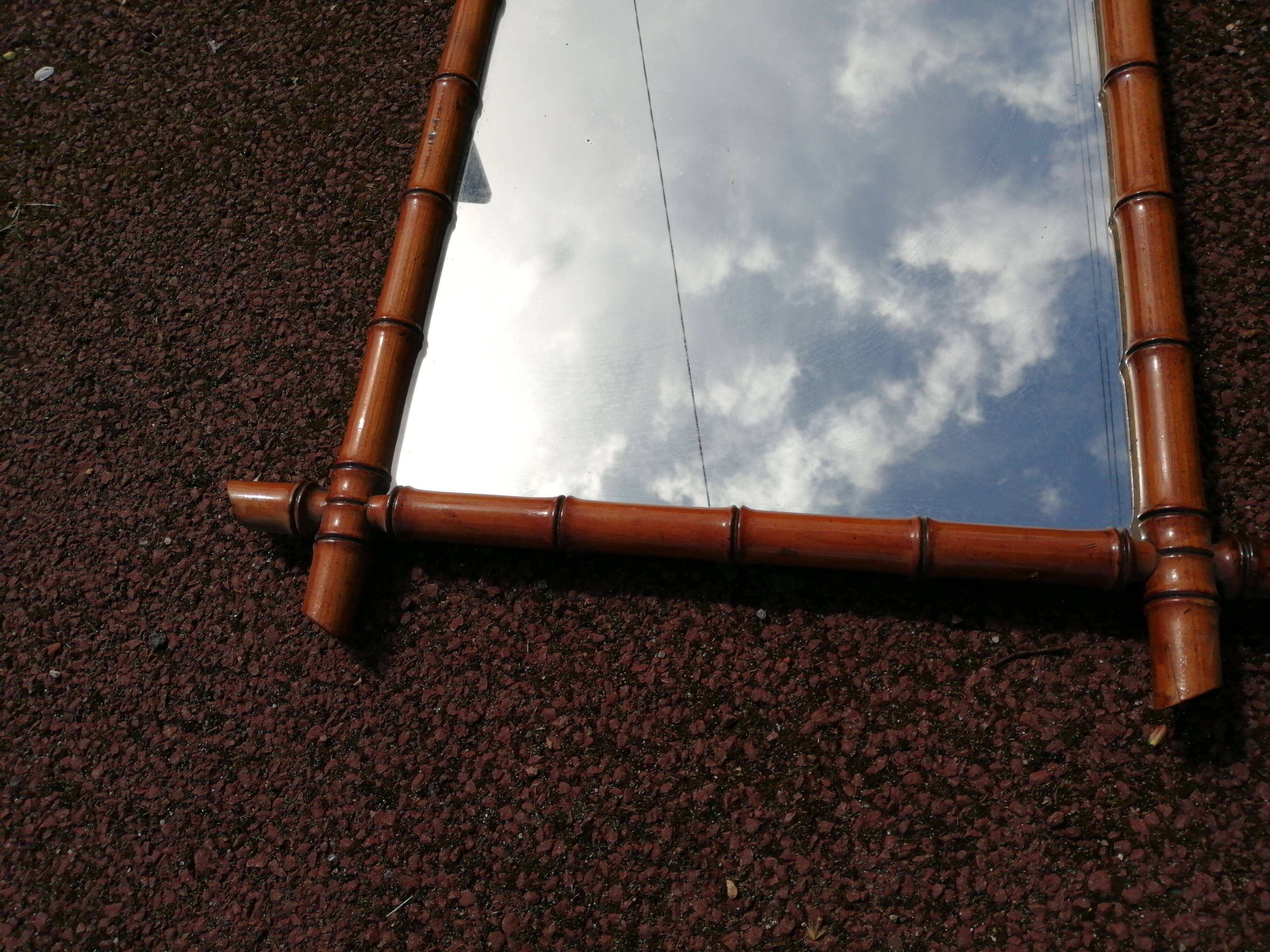 Antique bamboo mirror 63x43cm
