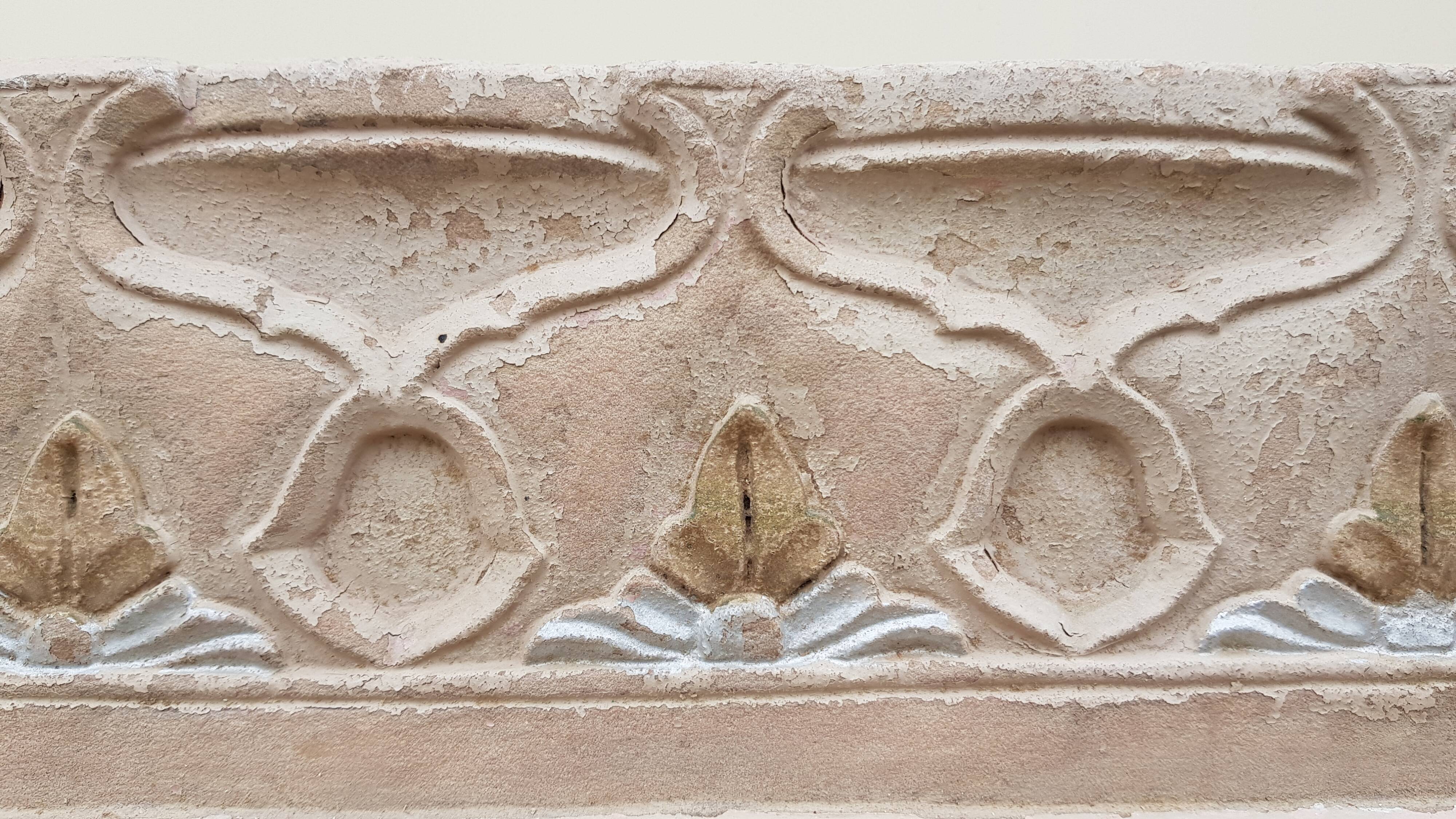 Fully hand-carved stone window with mirror