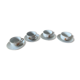 Earthenware dinette, 4 cups and 4 subcups