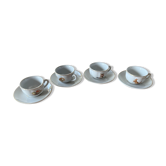 Earthenware dinette, 4 cups and 4 subcups