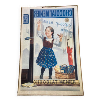 Affiche publicitaire sur carton Chocolat Menier