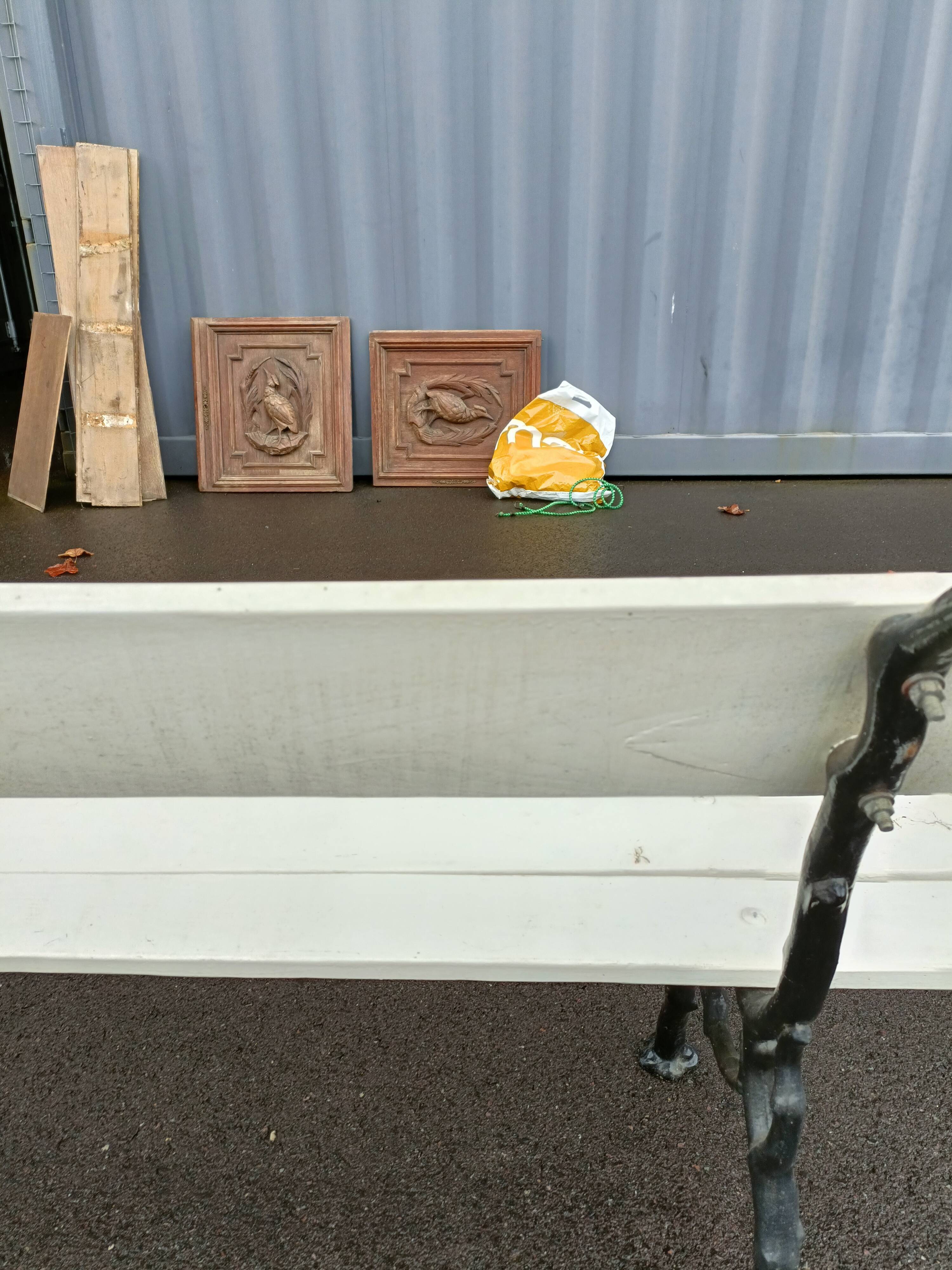 Garden bench old cast iron feet