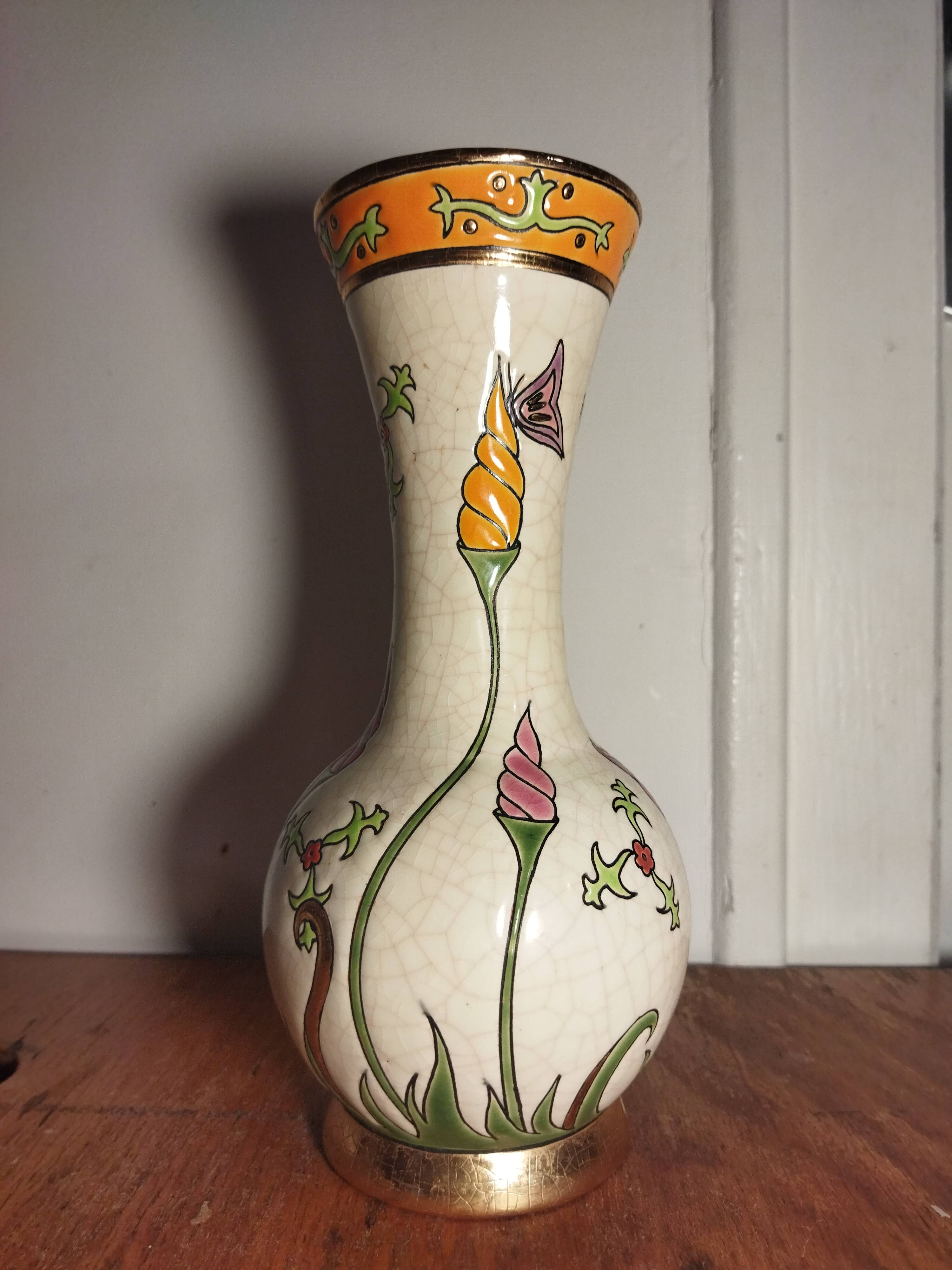 Longwy enamel vase