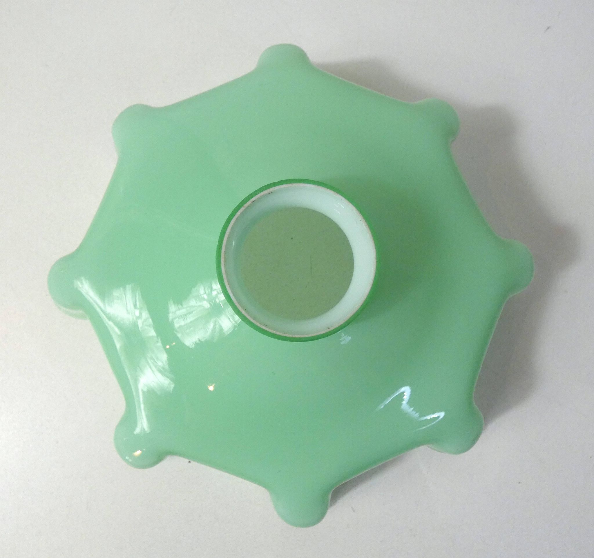 Old pendant lamp opaline glass chandelier vintage mint green lampshade