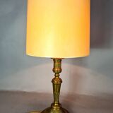 Lampe à poser avec abat-jour, ancien flambeau en bronze style Louis XVI 50 cm C757