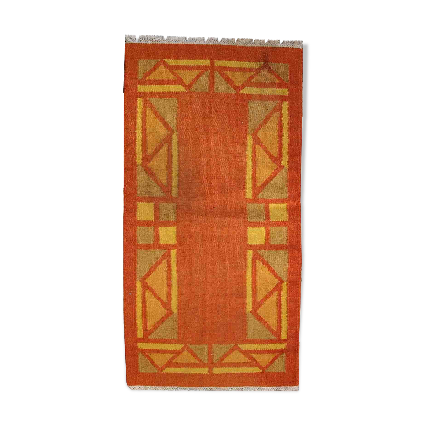 Vintage Persian gabbeh handmade carpet 71cm x 138cm 1970s, 1C470