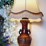 Large vintage table lamp in glazed ceramic, Oriental style 50s-60s.