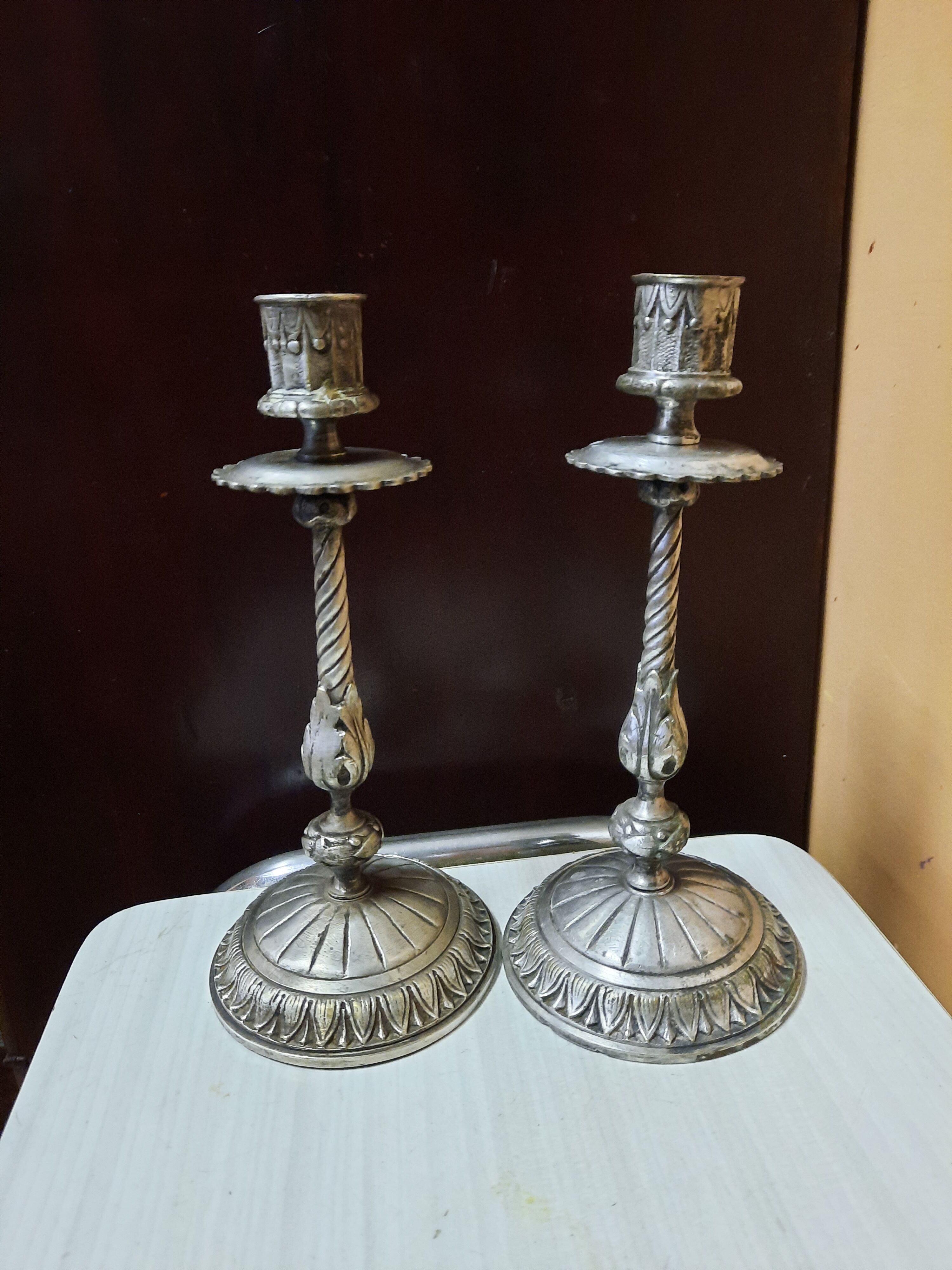 Pair of silver candle holders
