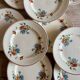 Set of 12 old flat plates with flower decorations - Salins