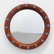Round Teak Mirror with Blue Ceramic Stud Decoration by Deknudt, 1960s