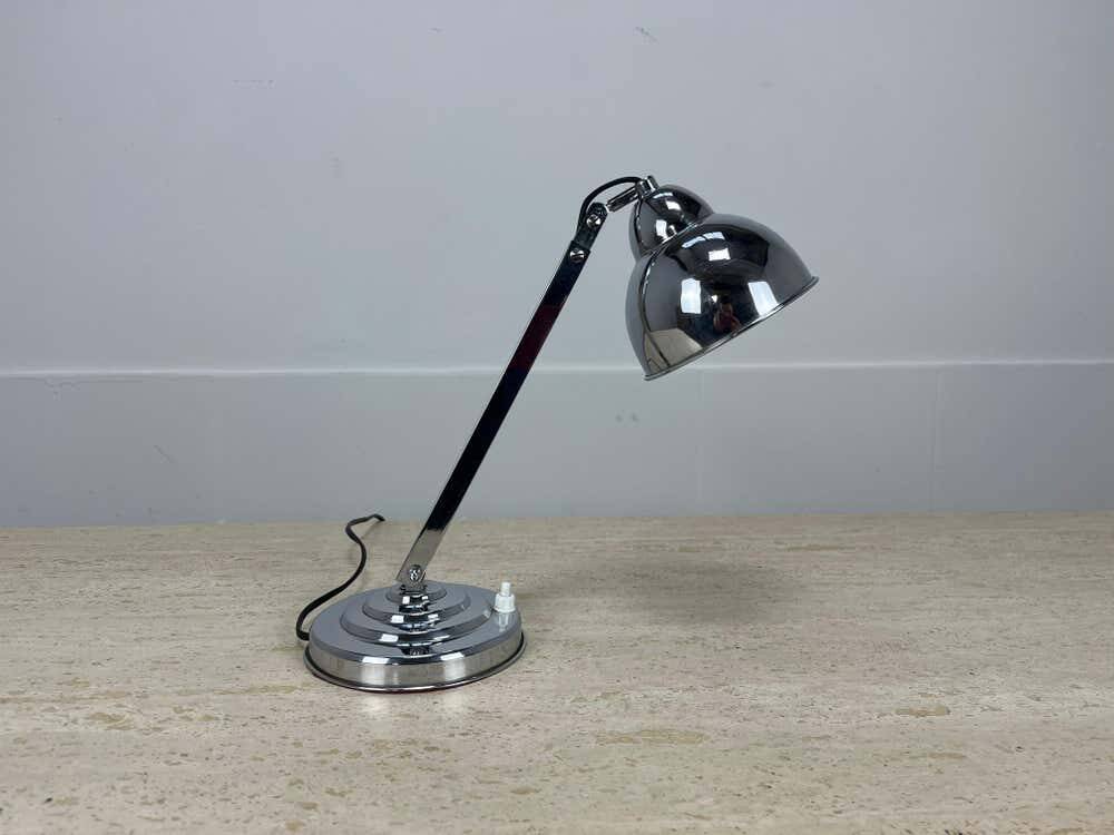Modernist Art Deco desk lamp, chrome metal, 1930s/40s