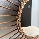 Vintage rattan sun mirror