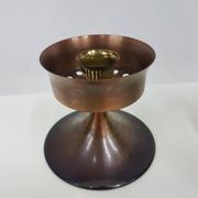 Candlestick, gold-tone brass, clear greenish glass, Austria, 1960s.