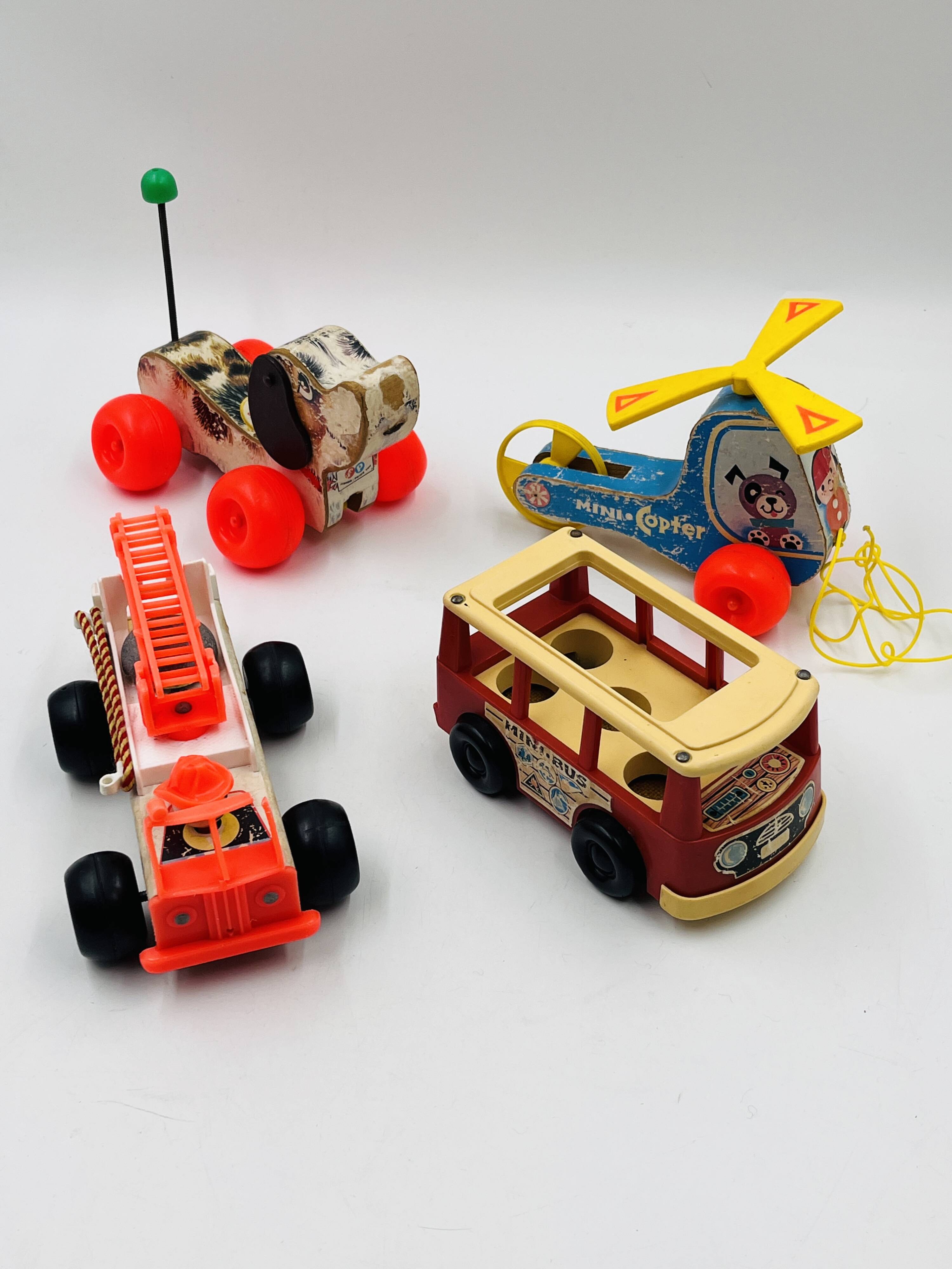 Set of 4 Fisher-Price wooden toys from the 1960s