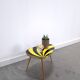 Vintage 1950s black and yellow striped formica table, plant table.