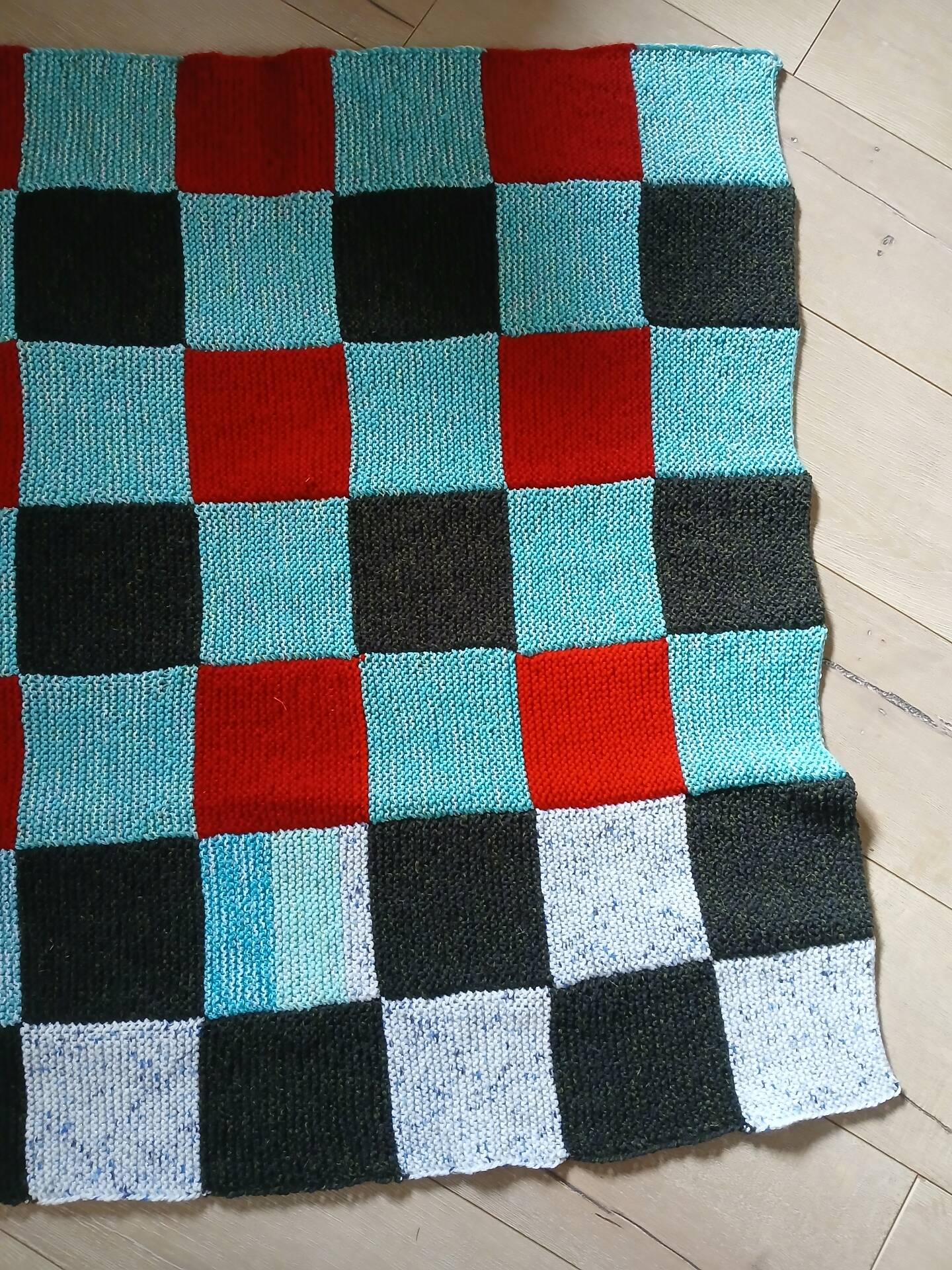 3 patchwork blankets knitted by hand