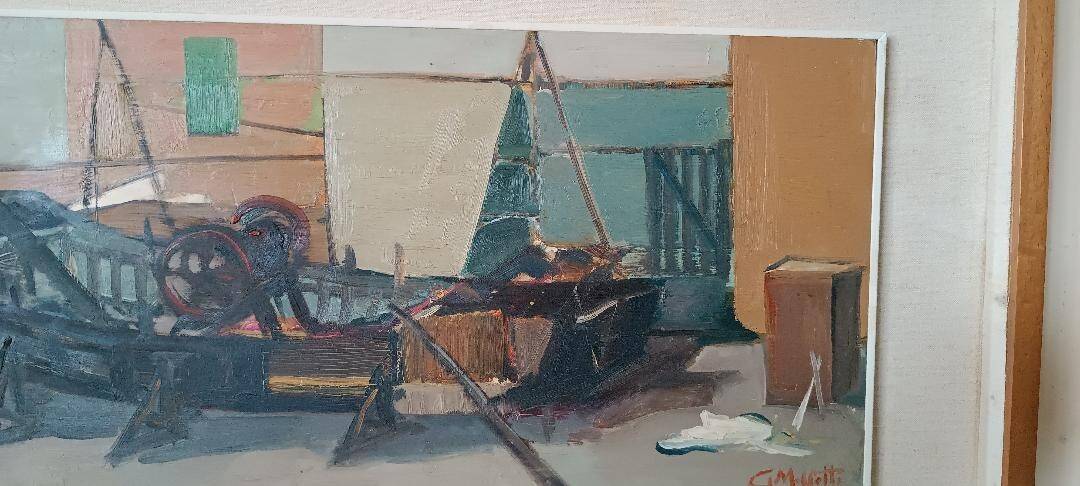 Marine painting oil on panel signed 50s/60s
