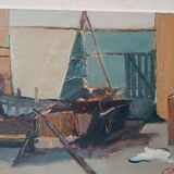 Marine painting oil on panel signed 50s/60s