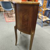 Demi-Lune commode in Louis XVI style with two drawers and veneer.
