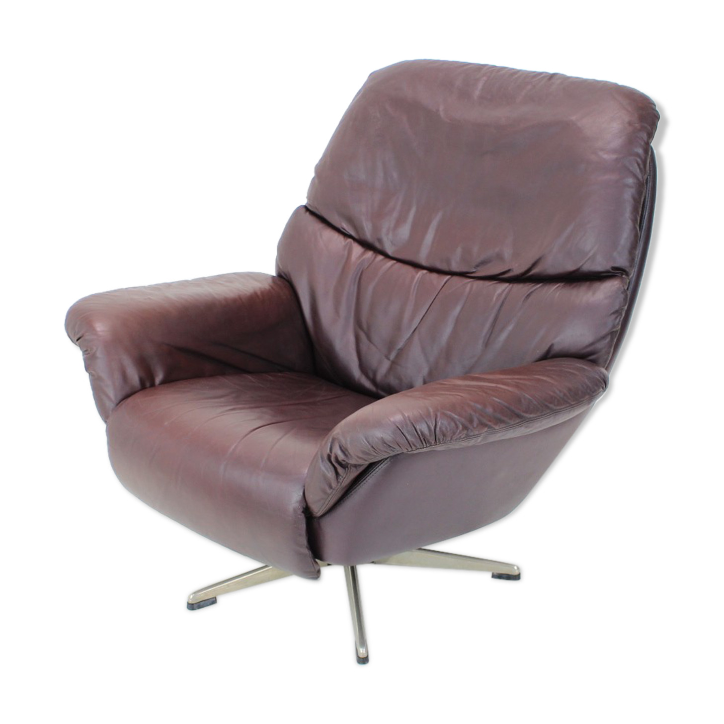 Large scandinavian adjustable leather armchair by peem, 1970s, finland