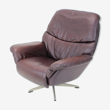 Large scandinavian adjustable leather armchair by peem, 1970s, finland