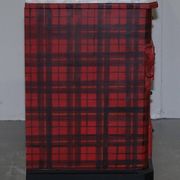 Commode Victorienne avec Revêtement Tartan et Plateau en Marbre