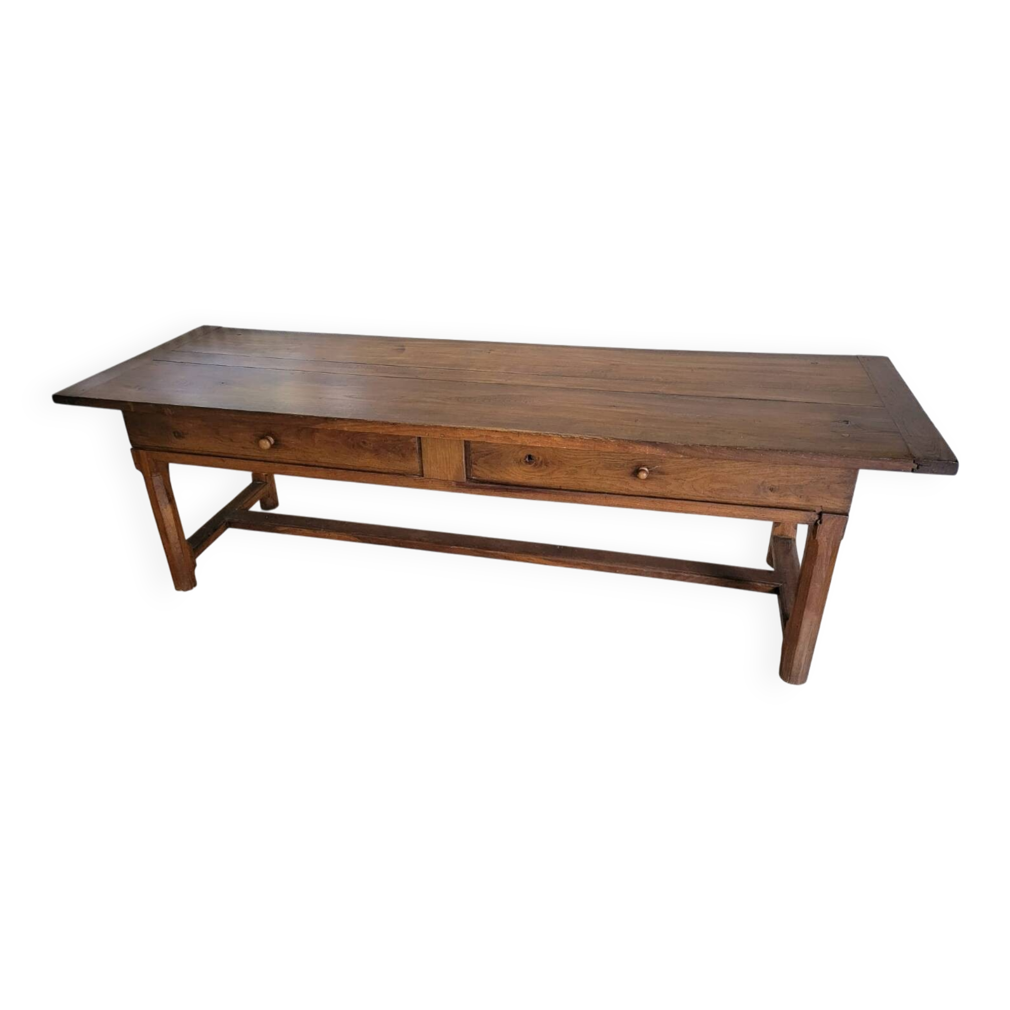 Farm table, solid oak console, late 18th to early 19th century.