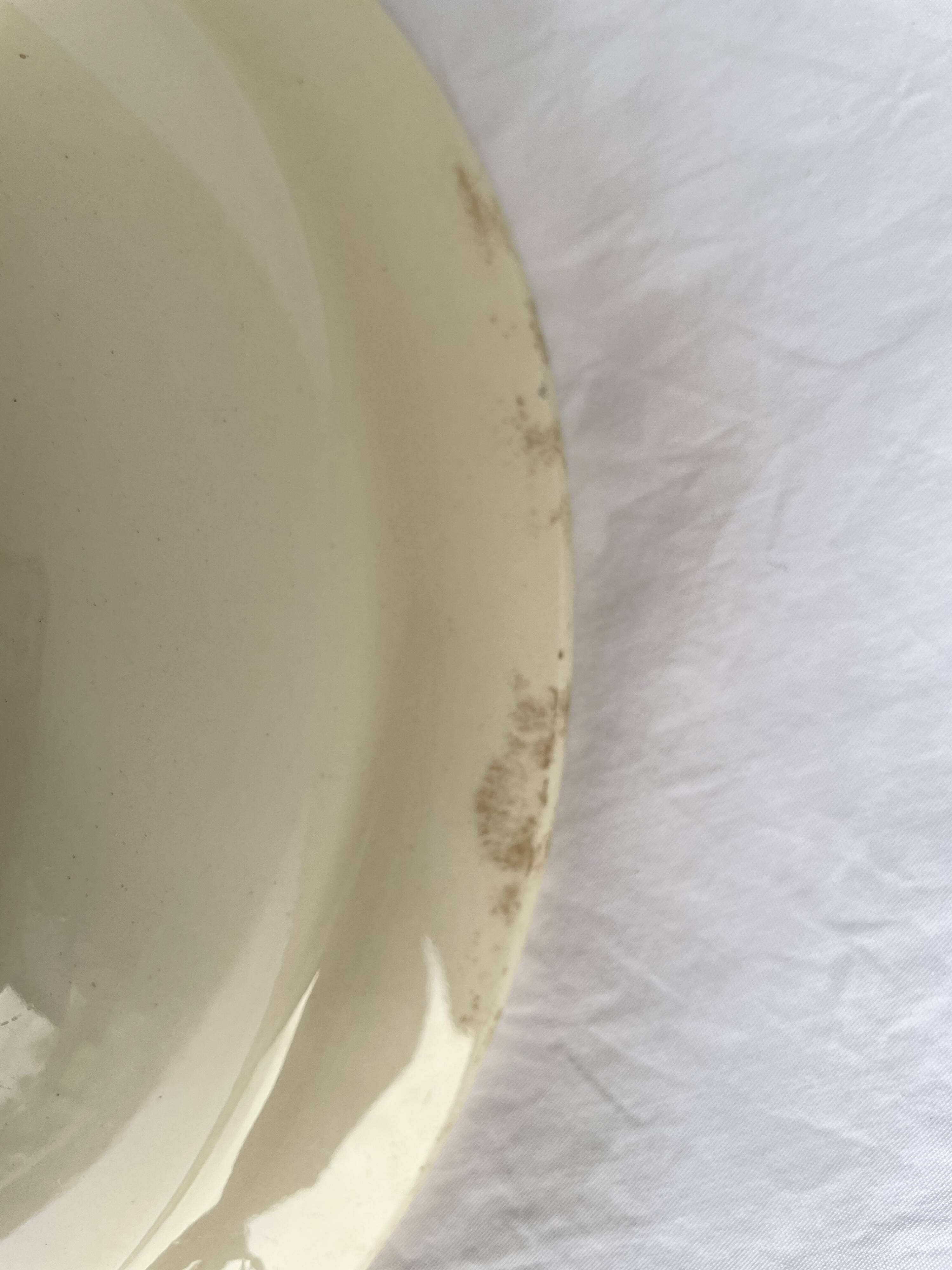Antique shallow dish Badonviller tulip decoration