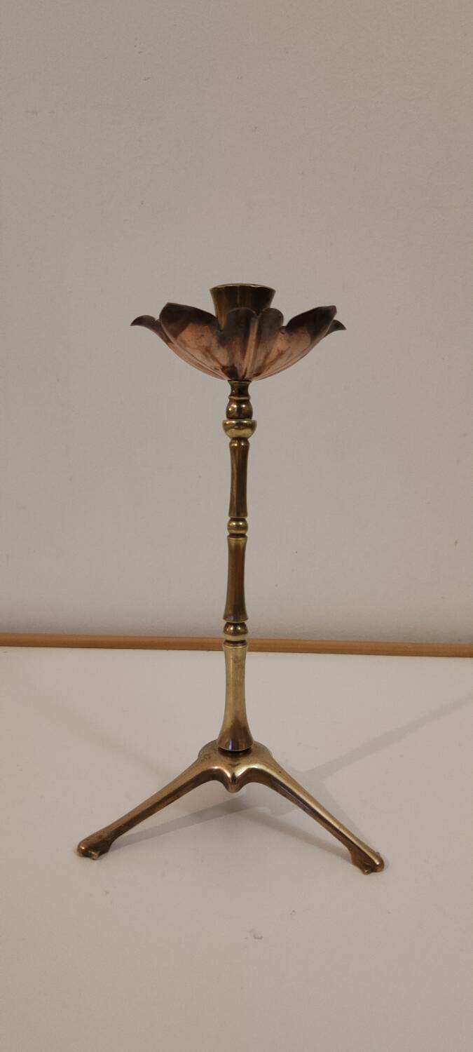 Brass and copper candlestick by Was Benson 1900