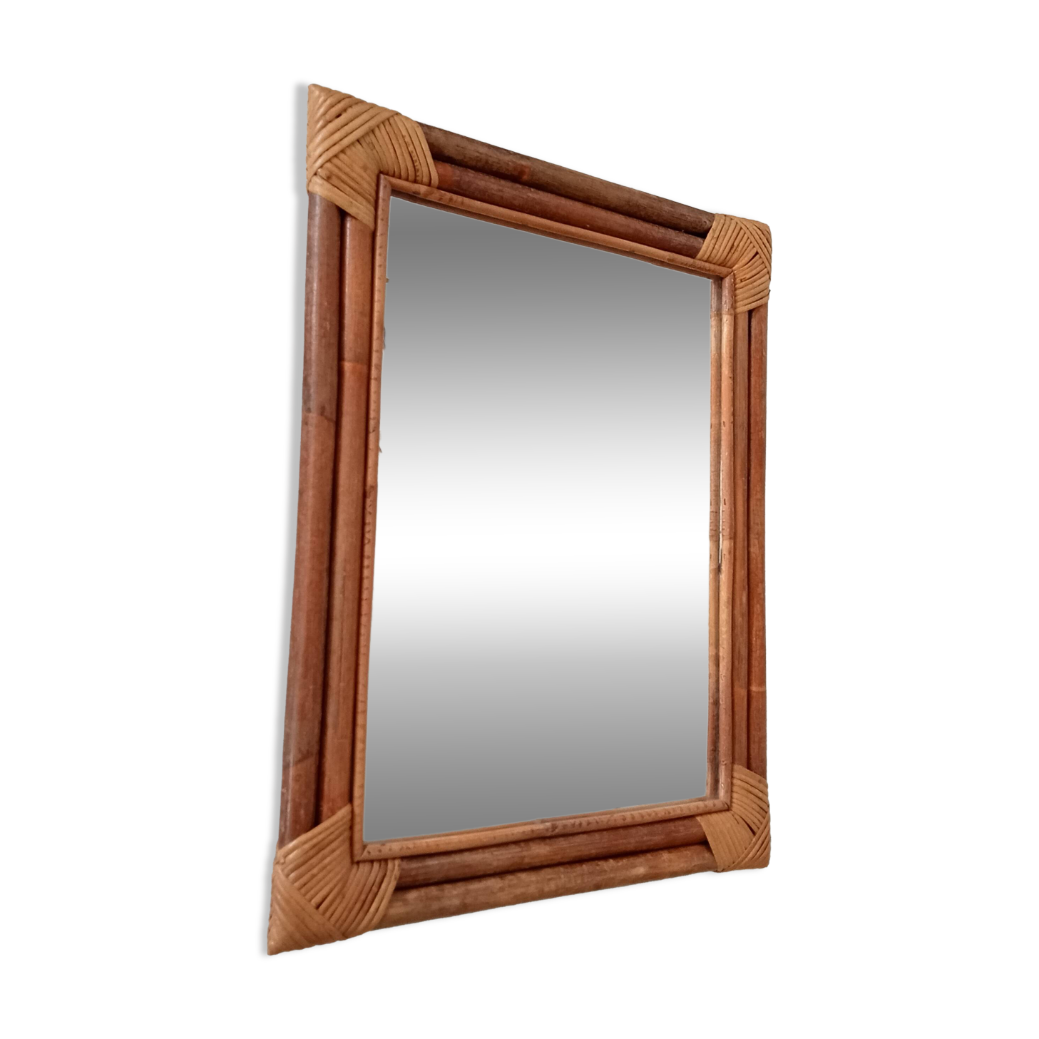 Vintage bamboo and rattan mirror from the 60s/70s, 50*40 cm.