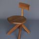 Chaise S34 en orme de Pierre Chapo, années 1980