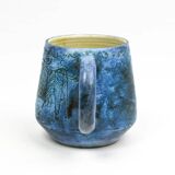 Mug Jacques Blin – Faïence émaillée bleue décor incisé animaux fantastiques