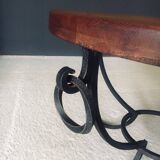 Rustic Oak and Wrought Iron Coffee Table, Belgium, 1950s