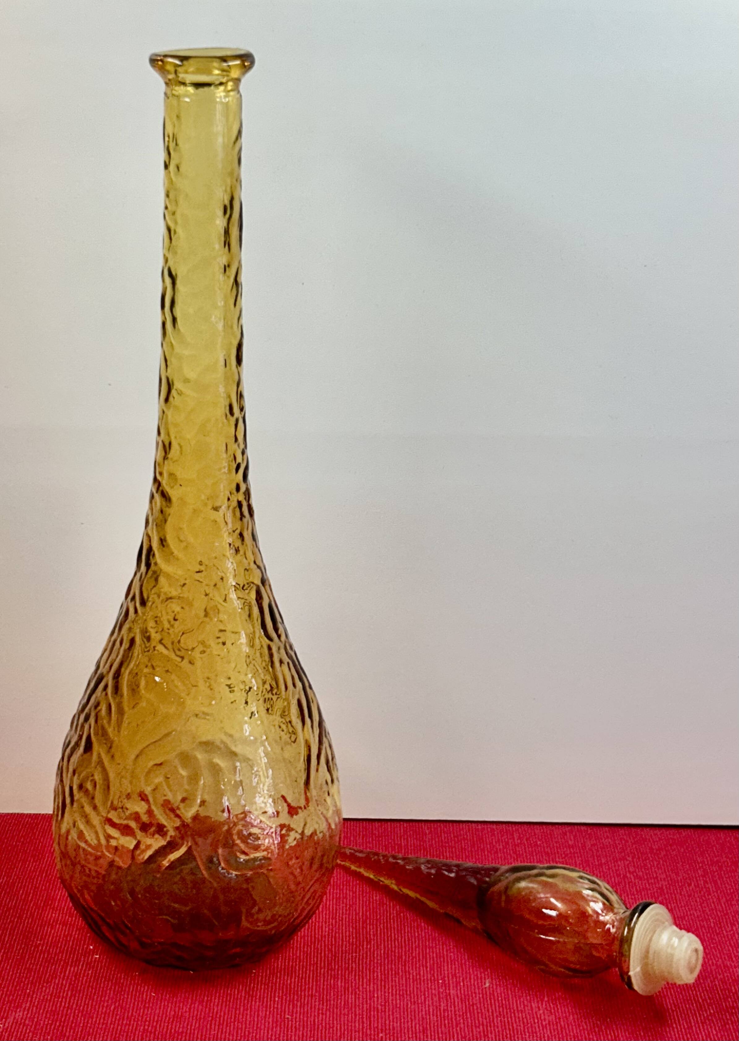 Large cathedral glass bottle circa 1970, probably Italy? 56 cm