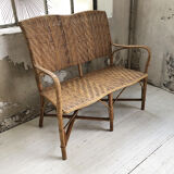 Old wicker and rattan bench