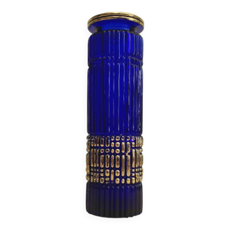 Vintage cobalt blue and gold vase - August Walther & Söhne 1950