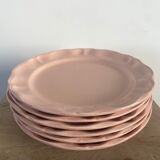 6 plates powder pink porcelain made in France